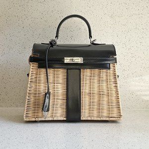 Kelly wicker rattan picnic bag; new, unused